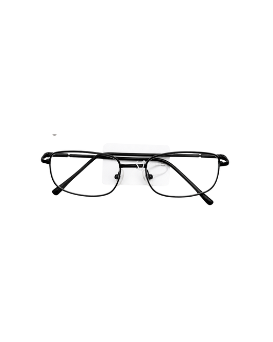 Wide Square Metal Reading Glasses (Black)