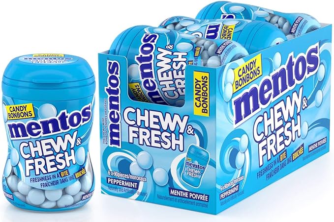 MENTOS CHEWY FRESH CANDY PEPERMINT FLAVOR FRESHNESS IN A BITE 90 CT MINTS 1PC