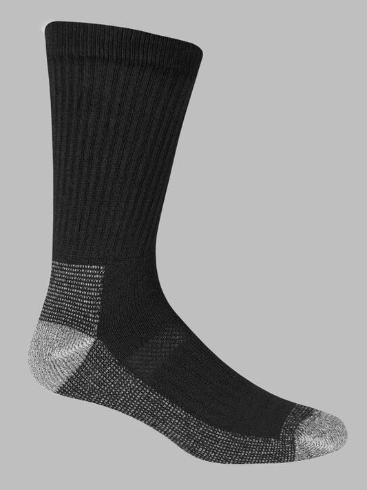 FRUIT OF THE LOOM WORK GEAR PRO HEAVY DUTY SOCKS 3 PACK HERITAGE CREW SIZE 6-12 EXTENDED REINFORCED TOE, MESH VENTILATION AND ODOR CONTROL PROFESSIONAL GRADE ASSORTED PER CASE