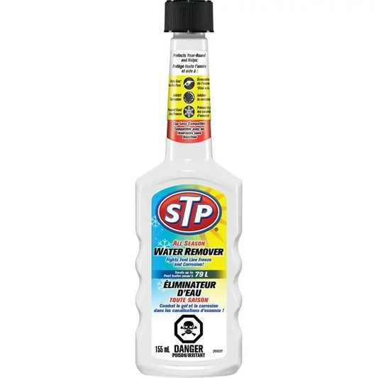 STP ALL SEASON WATER REMOVER FIGHTS FUEL LINE FREEZE & CORROSION. TREATS UP TO 79 L