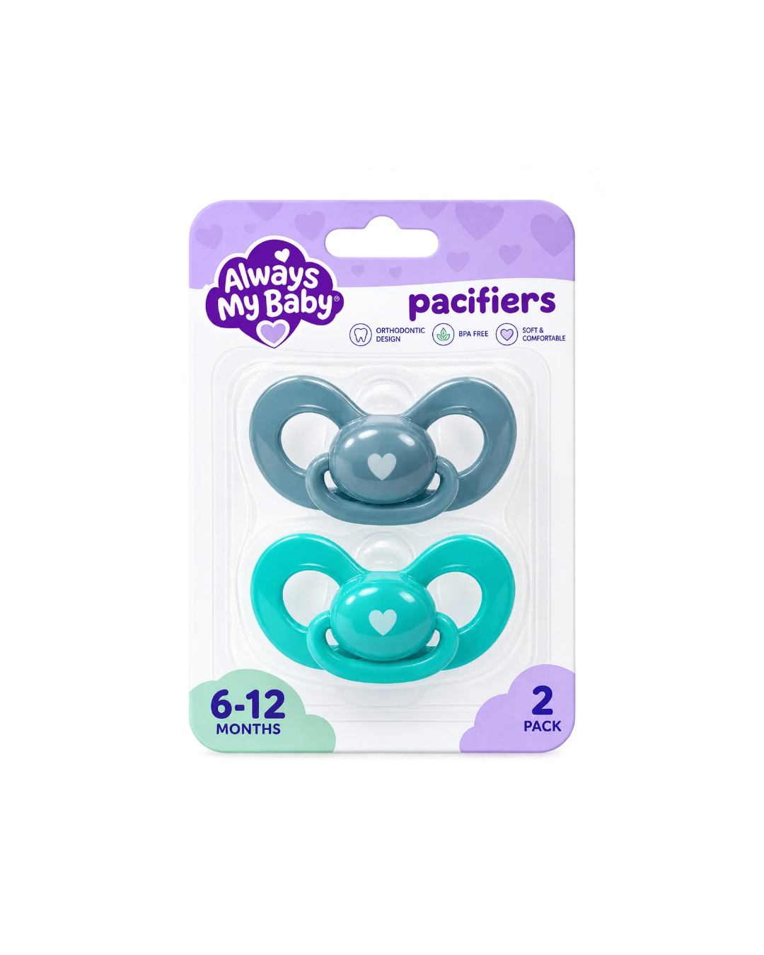 Always My Baby Orthodontic Pacifiers, 2 Pack, 6–12 Months