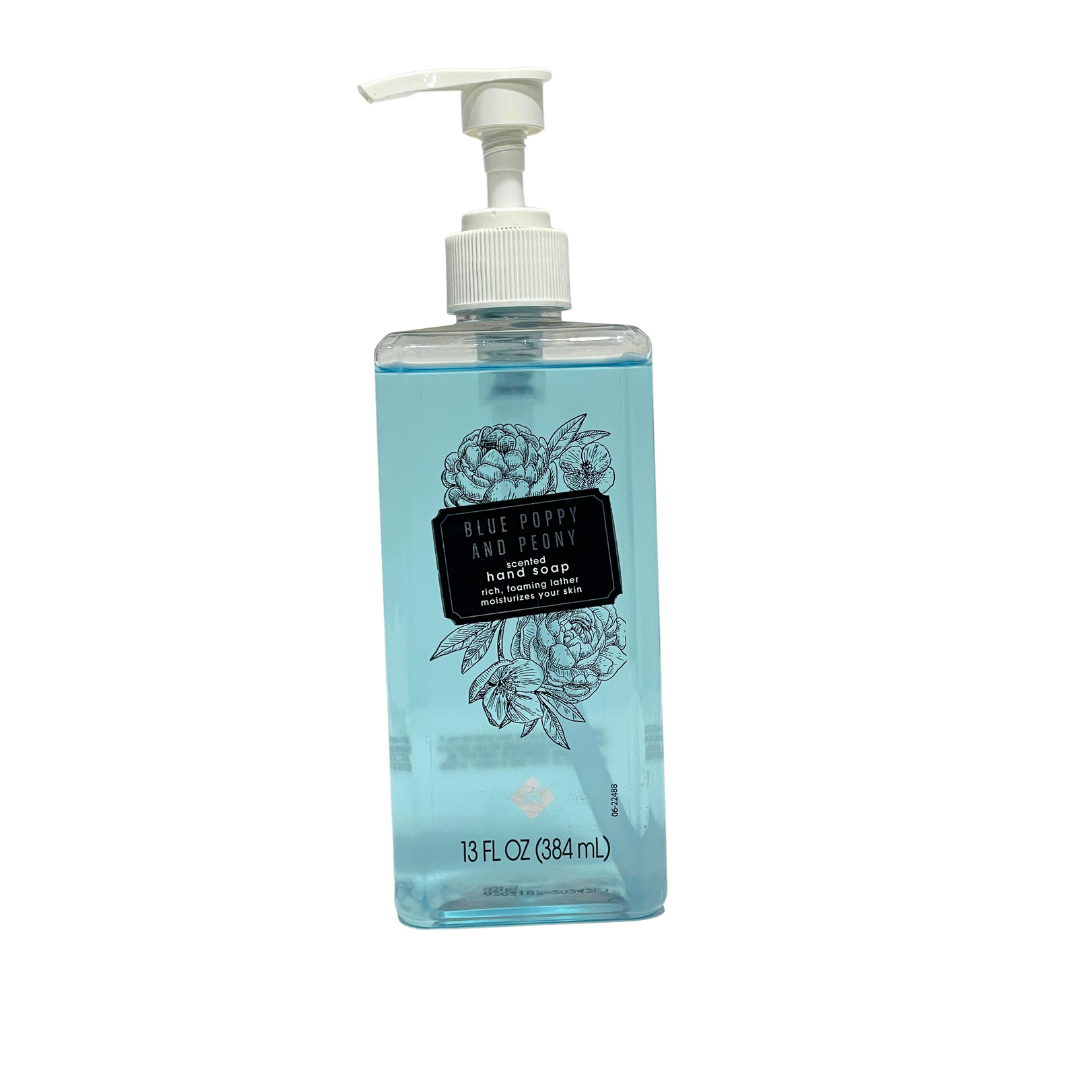 BLUE POPPY & PEONY SCENTED HAND SOAP RICH, FOAMING LATHER MOISTURIZES YOUR SKIN LUXYURY HAND SOAP 384ML MADE IN CANADA