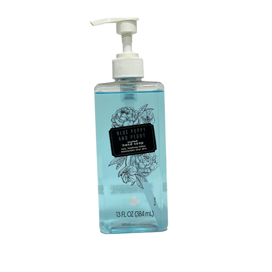 BLUE POPPY & PEONY SCENTED HAND SOAP RICH, FOAMING LATHER MOISTURIZES YOUR SKIN LUXYURY HAND SOAP 384ML MADE IN CANADA