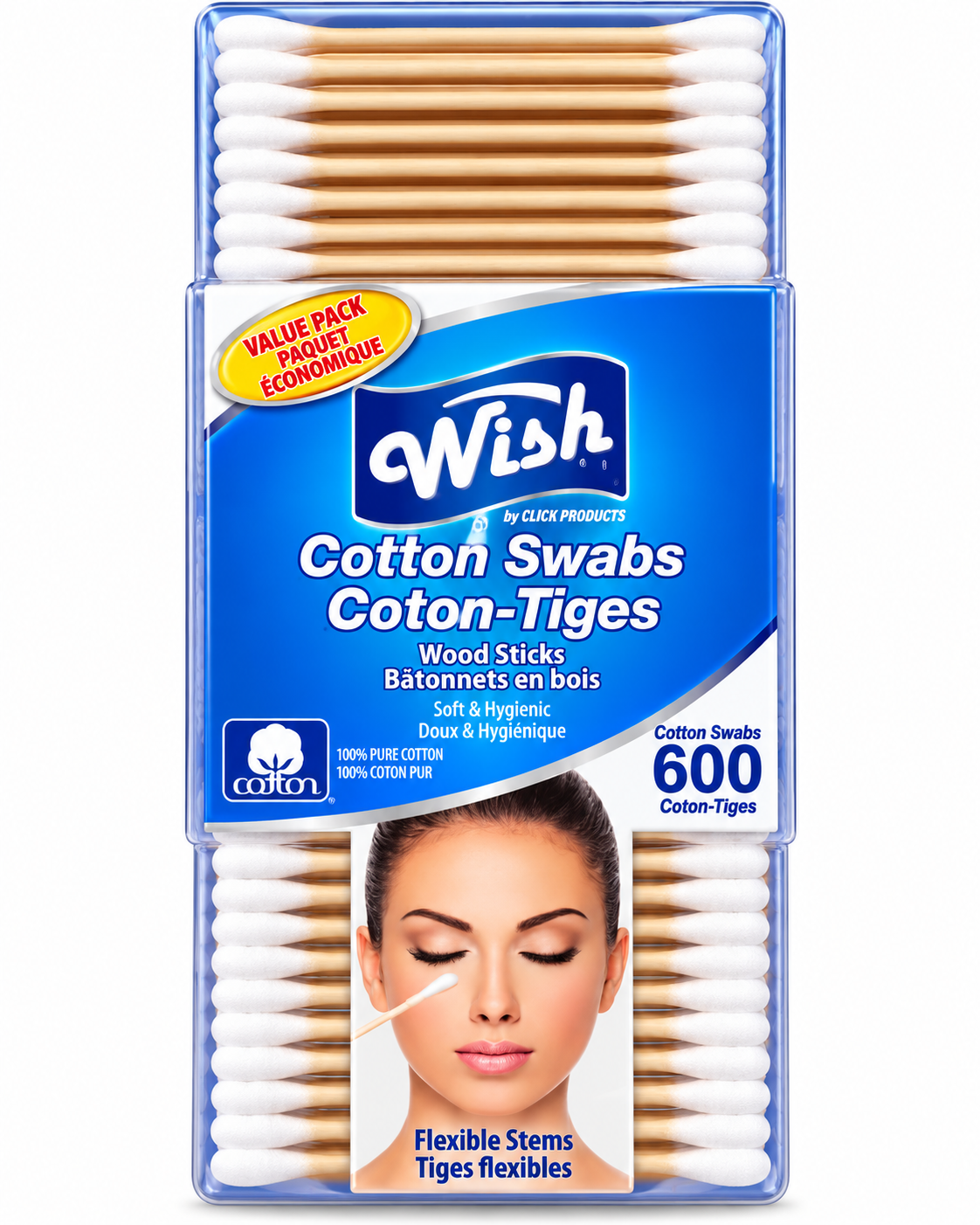 Wish Cotton Swabs with Wooden Sticks – 600 Count
