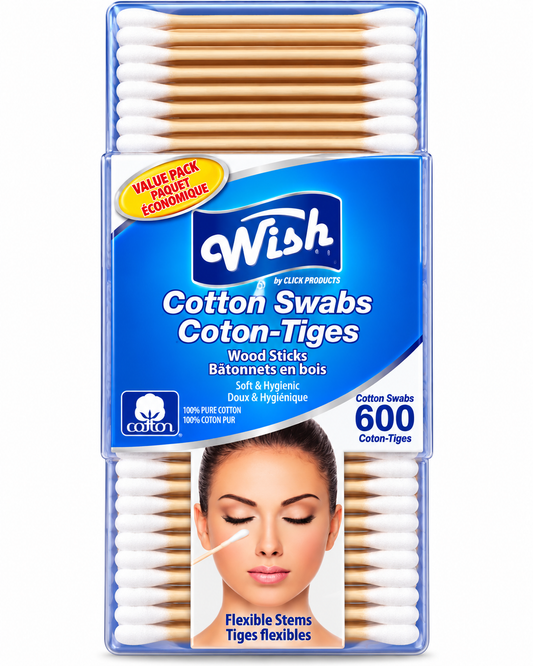 Wish Cotton Swabs with Wooden Sticks – 600 Count