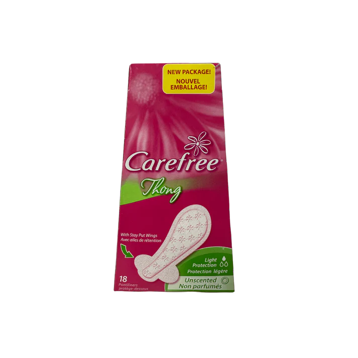 Carefree Thong 18 Pantiliners with Wings Light Protection Unscented