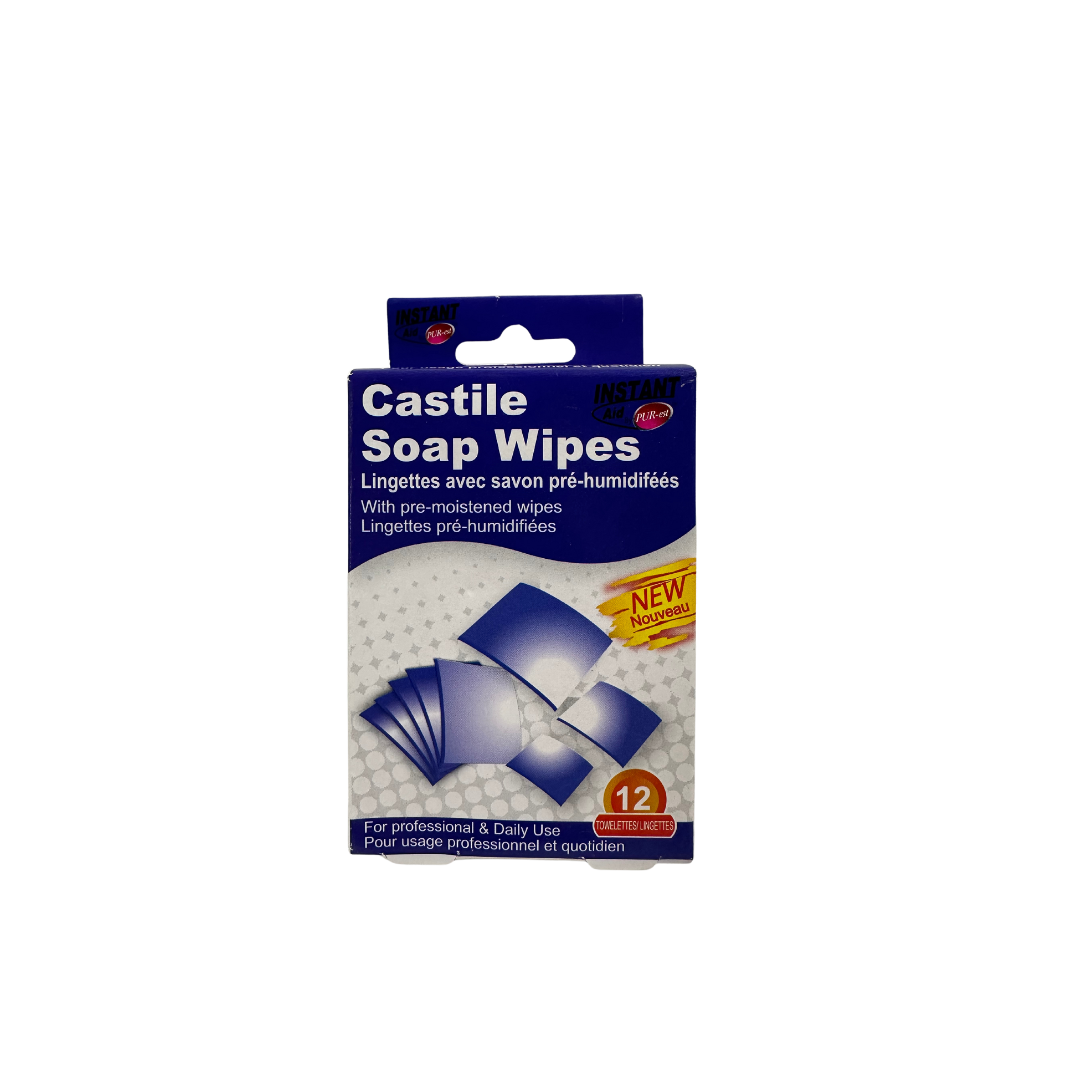 INSTANT AID CASTILE SOAP WIPES 12 TOWELETTES