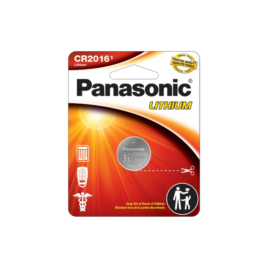 Panasonic CR2016 3.0 Volt Long Lasting Lithium Coin Cell Batteries in Child Resistant, Standards Based Packaging, 1-Battery Pack