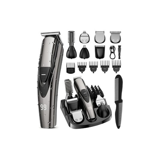SHPAVVER DELUXE Beard Trimmer for Men: Professional Barber Hair Clippers - 12-in-1 Cordless Grooming Kit - Waterproof Electric Razor with Turbo Speed & Precision Blades