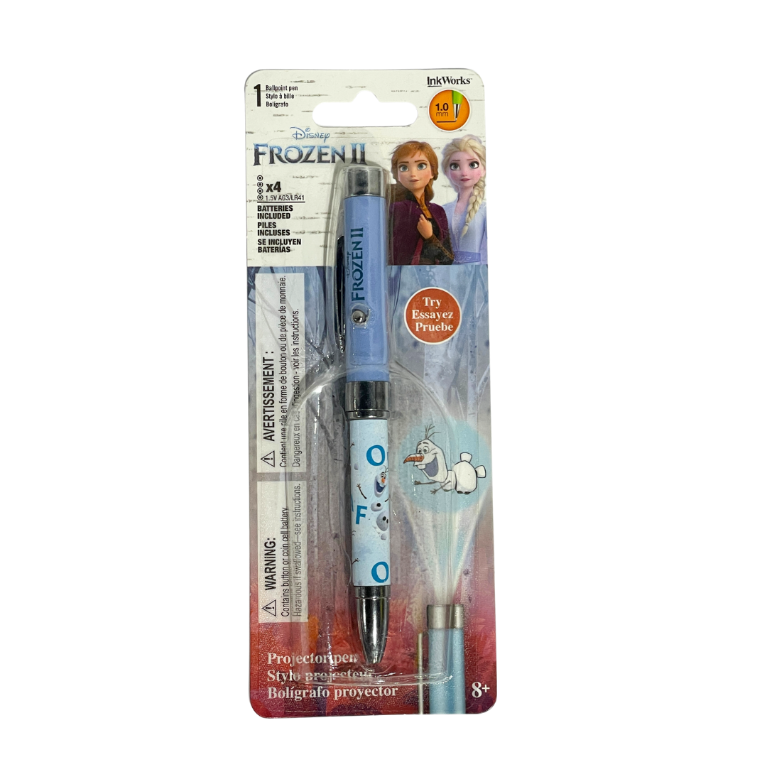 DISNEY FROZEN BALL POINT PEN WITH PROJECTOR LIGHT & BATTERIES INCLUDED