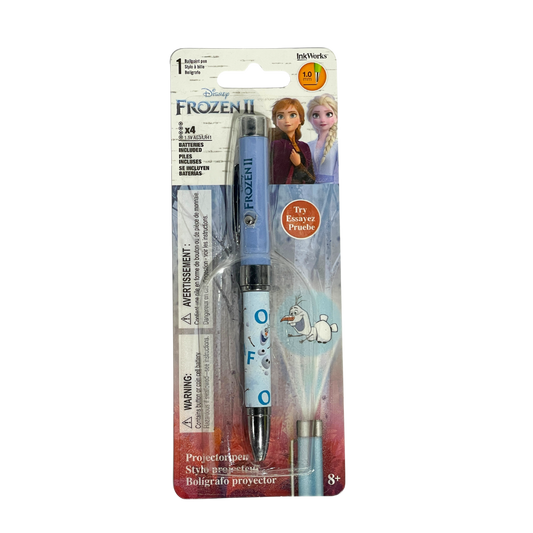 DISNEY FROZEN BALL POINT PEN WITH PROJECTOR LIGHT & BATTERIES INCLUDED