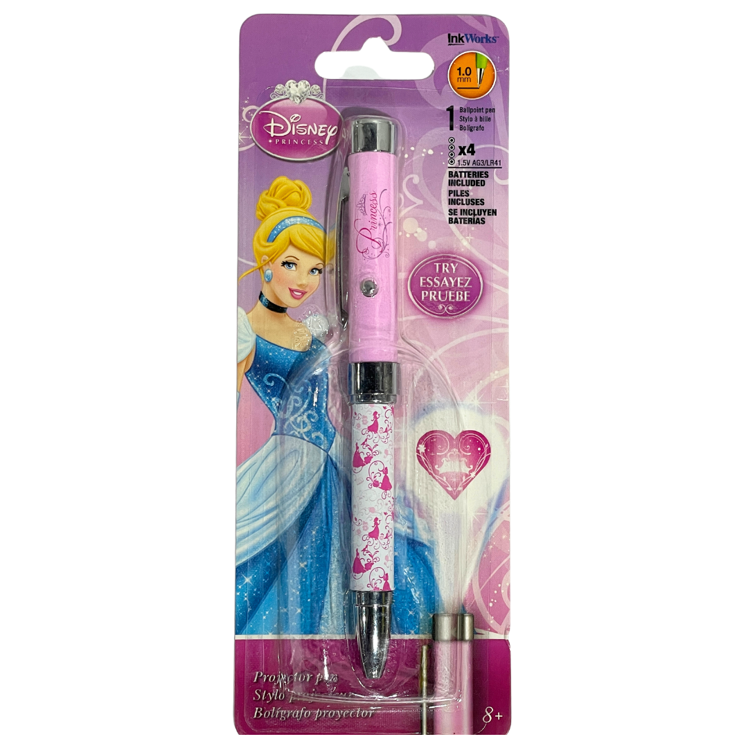 DISNEY PRINCESS BALL POINT PEN WITH PROJECTOR LIGHT & BATTERY INCLUDED