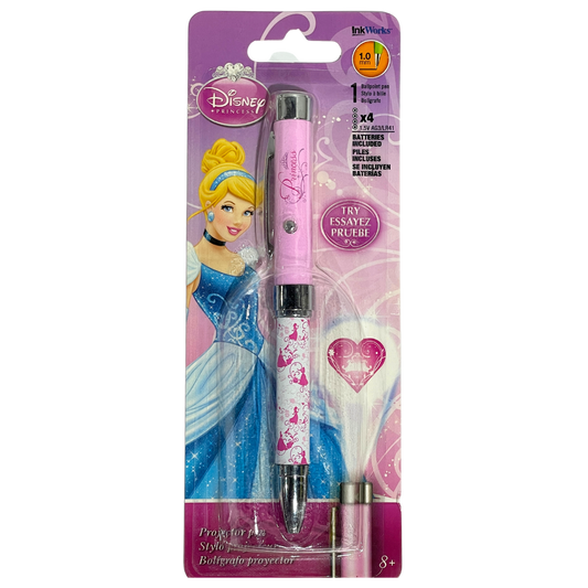 DISNEY PRINCESS BALL POINT PEN WITH PROJECTOR LIGHT & BATTERY INCLUDED