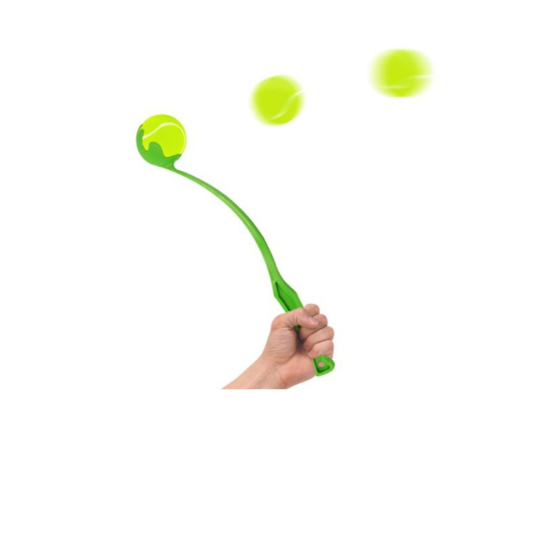 PET TOYS Dog Ball Launcher Hands-Free Ball Thrower Pick Up and Throwing (GREEN)