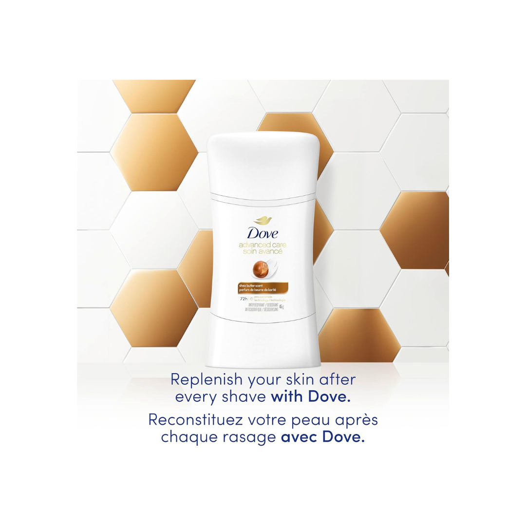 Dove Advanced Care Antiperspirant Stick for women Shea Butter for 48-Hour Protection, Cruelty-Free Women's Antiperspirant, 72g