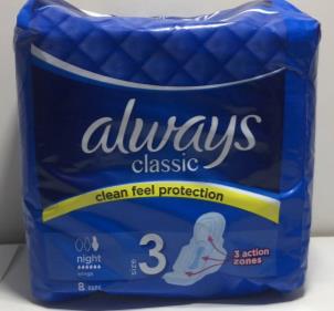 ALWAYS CLASSIC CLEAN FEEL PROTECTION FOR NIGHTS ( 3 ACTION ZONE FOR EXTRA PROTECTION