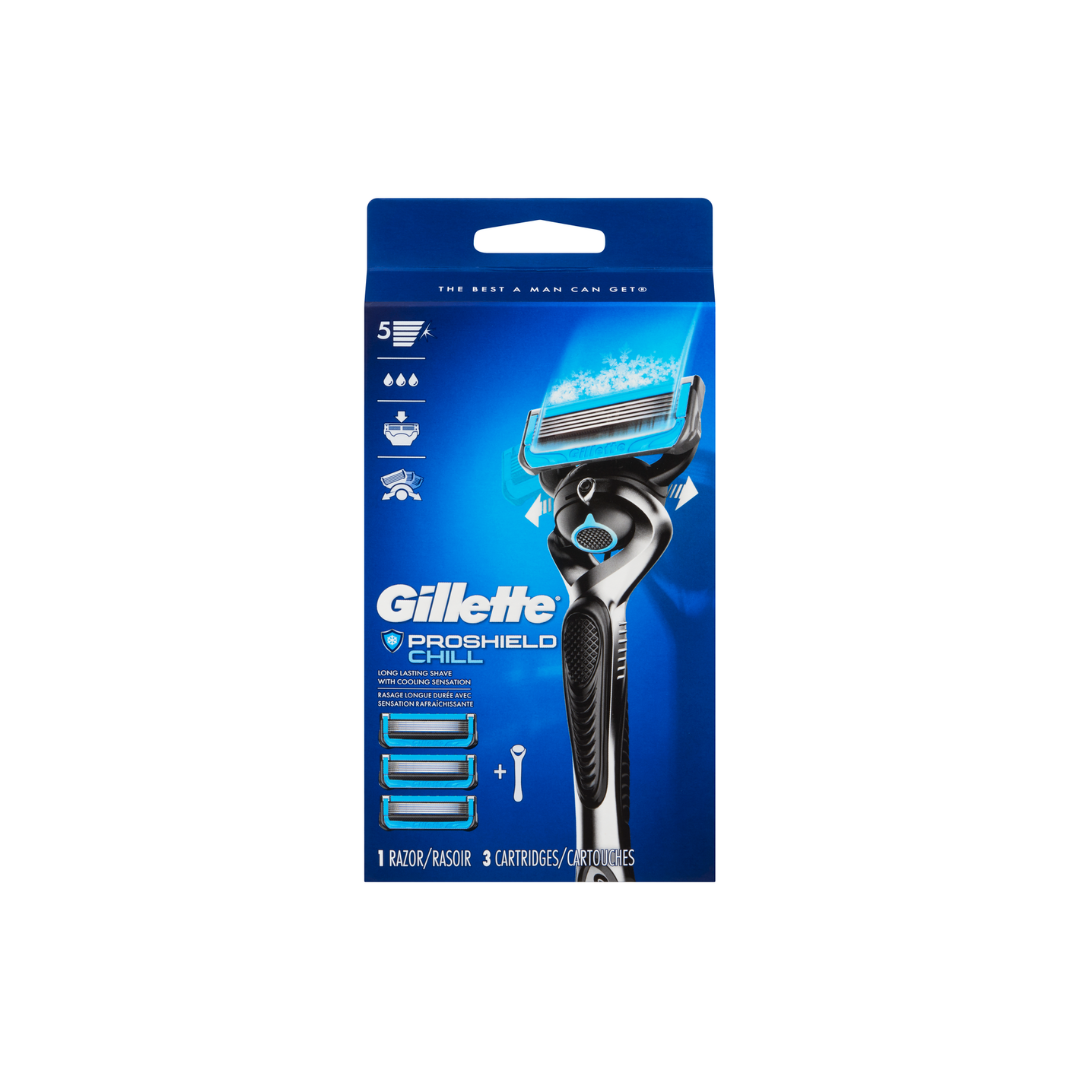 Gillette Handle With 3 Razor Set for Men