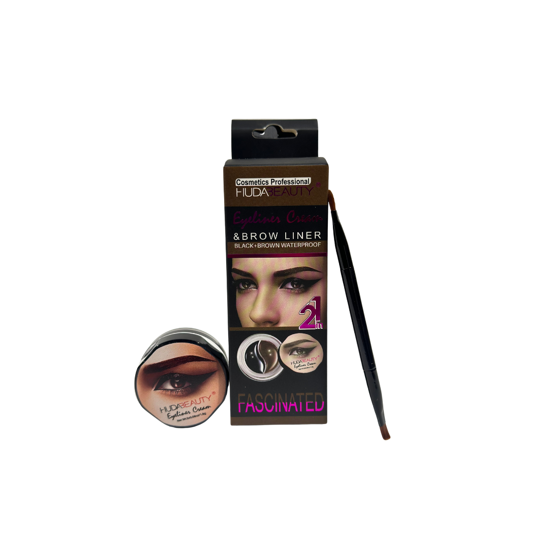 HUDA BEAUTY 2 IN 1 EYELINER CREAM & BROW LINER