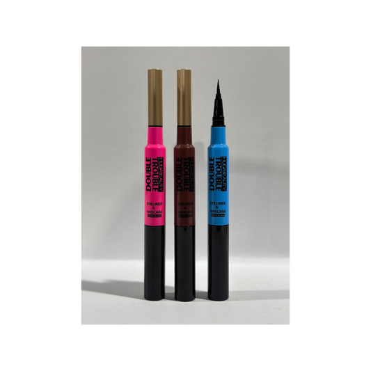 HUDA BEAUTY TROUBLE DOUBLE EYELINER & MASCARA EXTRA BLACK 1PC