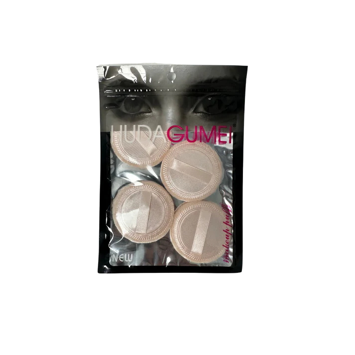 HUDA GUMEI MAKEUP POWDER PUFF APPLICATOR COTTON ROUND MAKEUP POWDER SPONGE AIR CUSHION PUFF WITH RIBBON FOR APPLYING COSMETICS PRESS POWDER FOUNDATIONS.