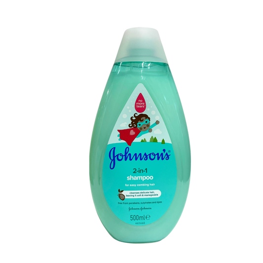 JOHNSON & JOHNSON 2 IN 1 SHAMPOO 500ML CLEANSES DELICATE HAIR LEAVING IT SOFT AND MANAGEABLE