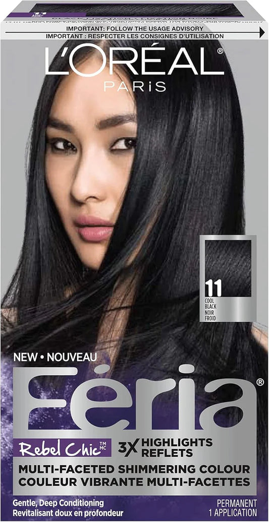 LOREAL FERIA HAIR COLOUR COOL BLACK SHIMMERING COLOUR # 11