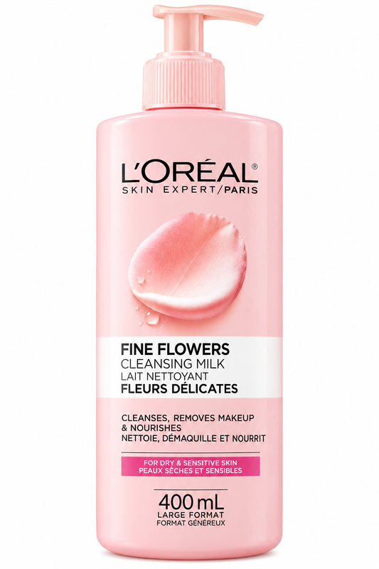 L'Oréal Paris Fine Flowers Cleansing Milk, with Rose & Jasmine Flower Extracts, 400 ml