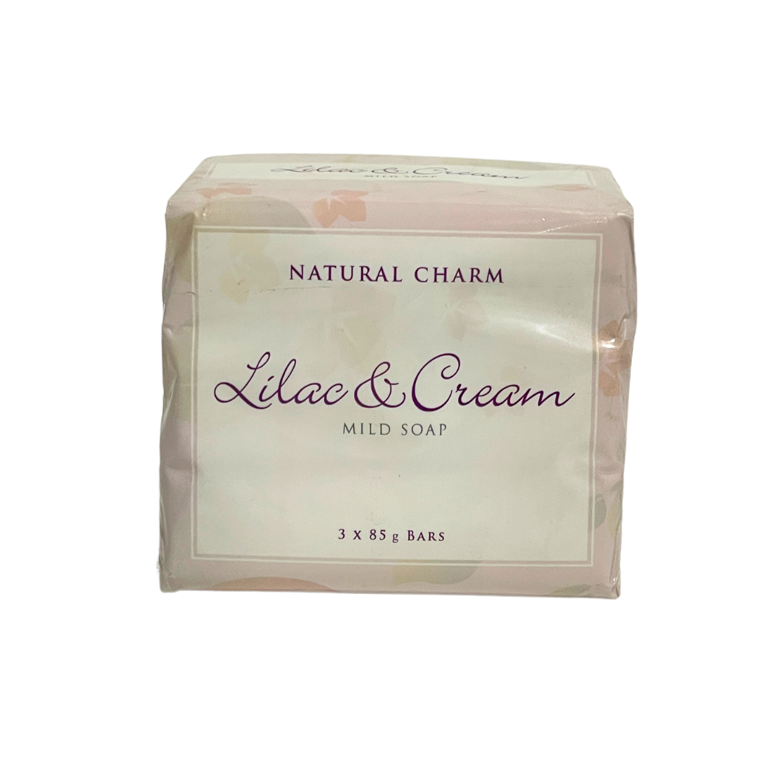 NATURAL CHARM LILAC & CREAM LUXTURY BEAUTY BAR SOAP 3 PACK MADE IN CANADA