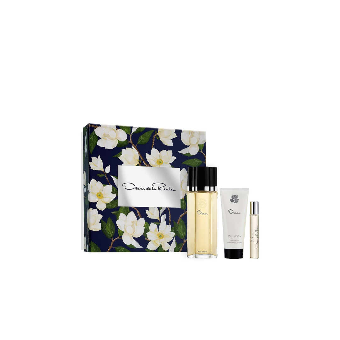 Oscar de la Renta Oscar Signature Collection, 3 Piece Gift Set for Women- Perfume Spray 3.4 Fl. Oz, Travel Spray 0.5 Fl. Oz, and Body Lotion 3.4 Fl. Oz