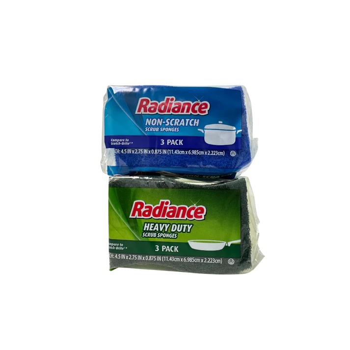 RADIANCE 3 PACK SCRUB SPONGES HEAVY DUTY & NON -SCRATCH COMPARED TO SCOTCH BRITE