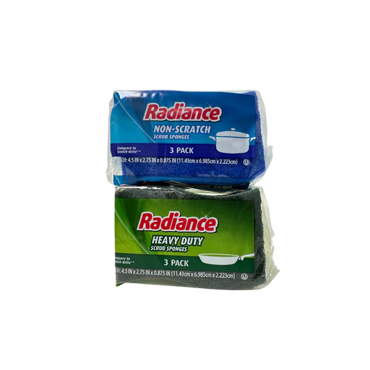 RADIANCE 3 PACK SCRUB SPONGES HEAVY DUTY & NON -SCRATCH COMPARED TO SCOTCH BRITE