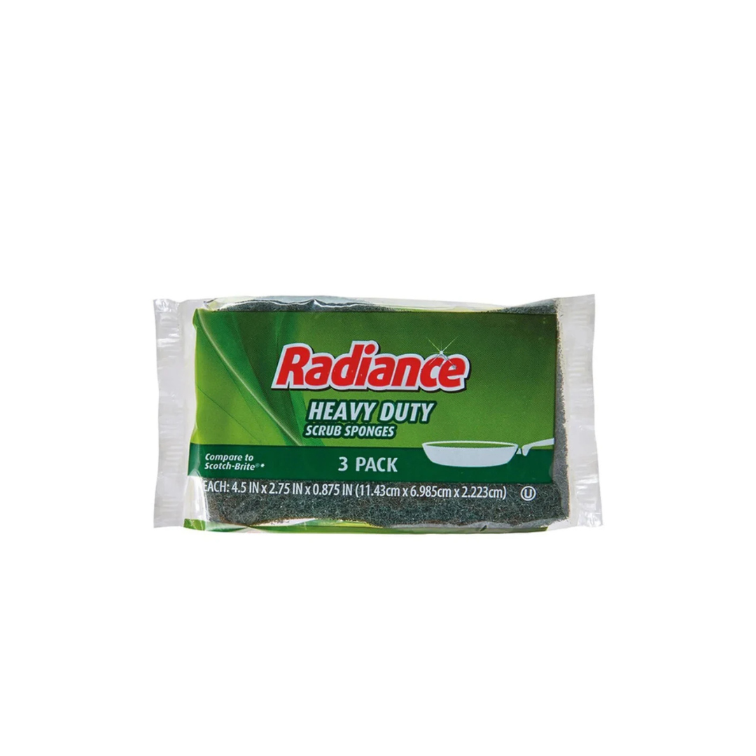 RADIANCE 3 PACK SCRUB SPONGES HEAVY DUTY & NON -SCRATCH COMPARED TO SCOTCH BRITE