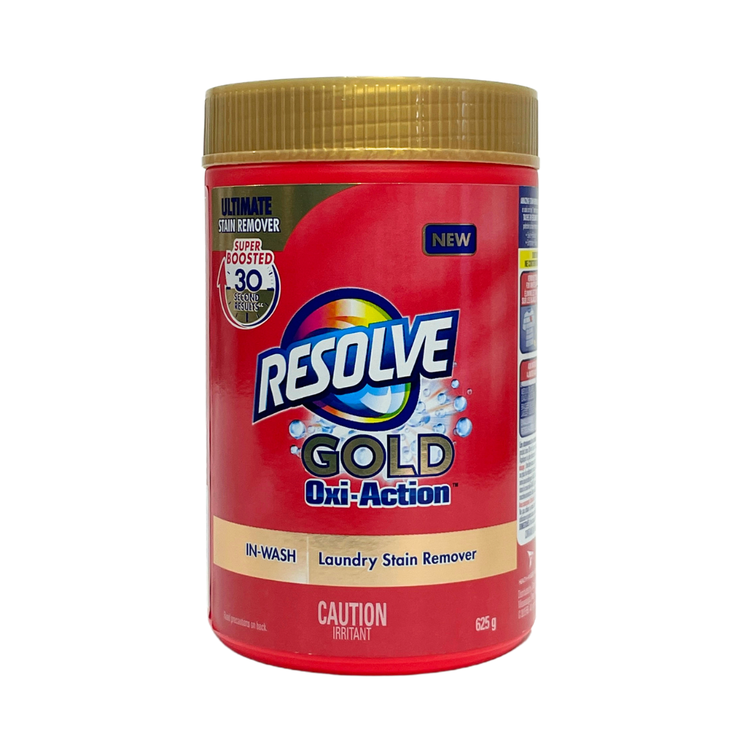 RESOLVE GOLD OXI ACTION LAUNDRY STAIN REMOVER SUPER BOOSTED IN 30 SECONDS RESULTS 625G