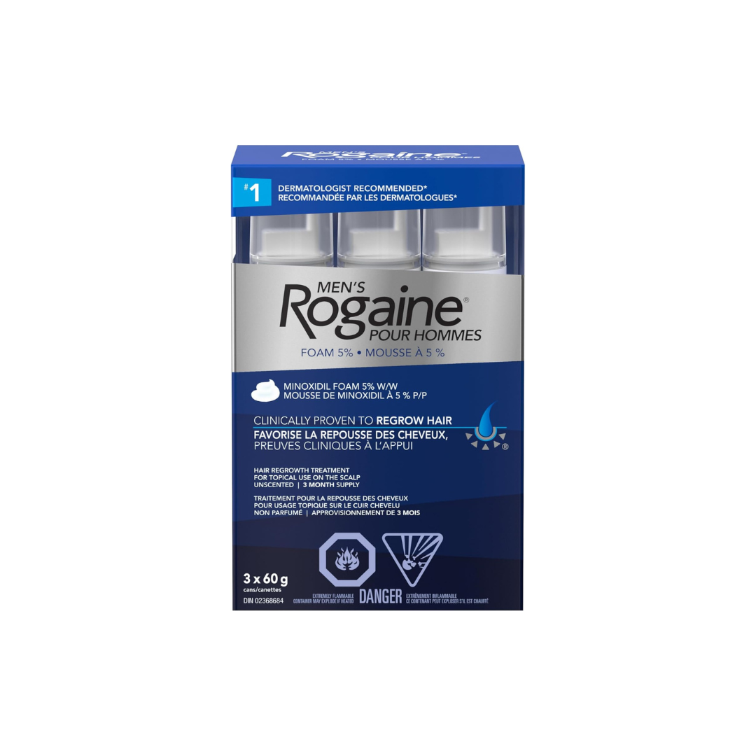 Rogaine Men’s Hair Loss & Thinning Treatment for Hair Regrowth, 5 Minoxidil Foam Extra Strength,3X60G
