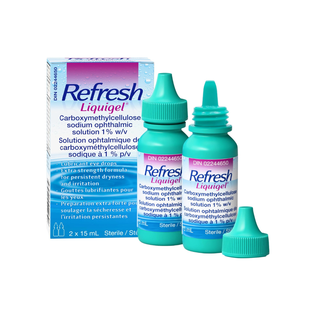 Refresh Liquigel Ophthalmic Solution, Lubricant Eye Drops, Persistent Dryness, and Irritation, 2x15ml
