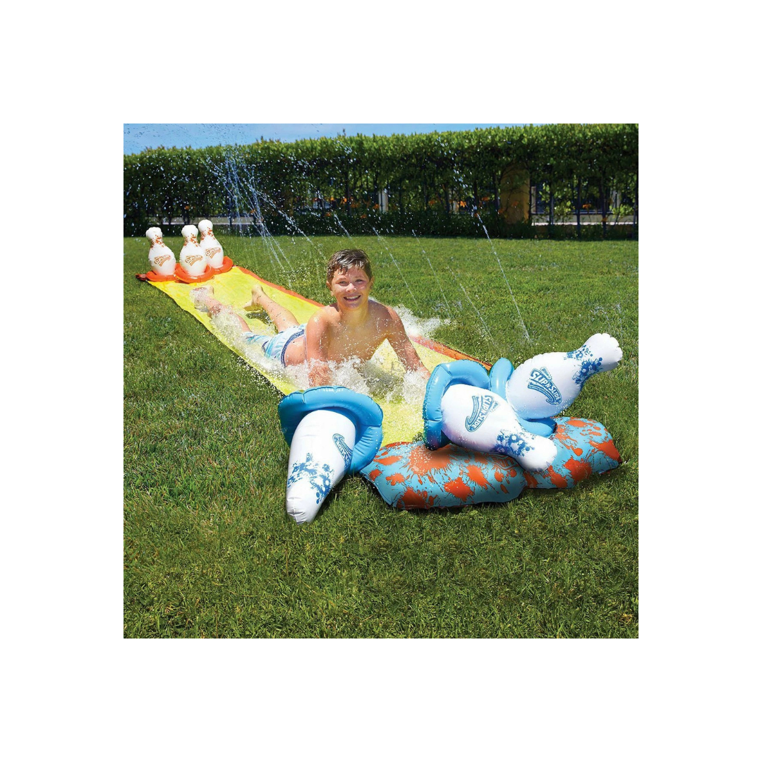Wham-O Slip 'N Slide Inflatable Double Header Bowling Outdoor Water Slide NEW