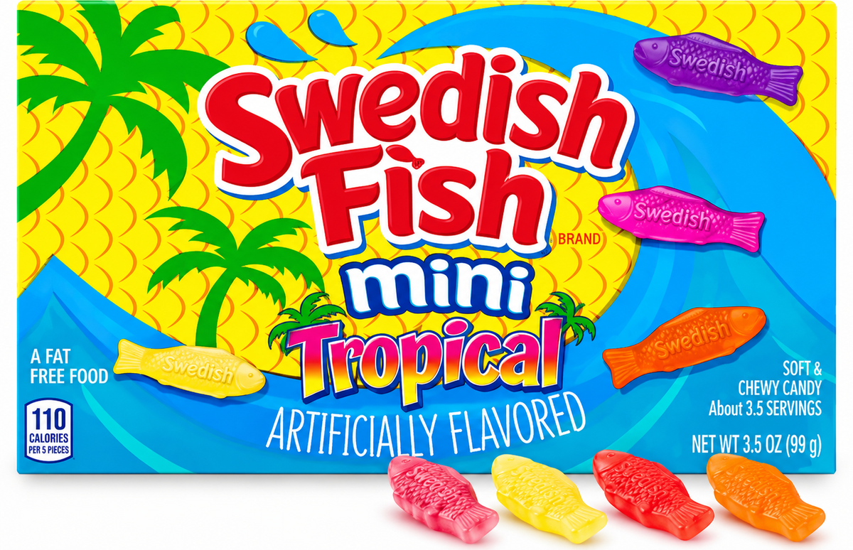 Swedish Fish Mini Tropical Soft & Chewy Candy – Assorted Fruit Flavours