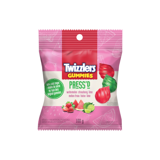 TWIZZLERS GUMMIES PRESS'D WATERMELON STRAWBERRY 100G