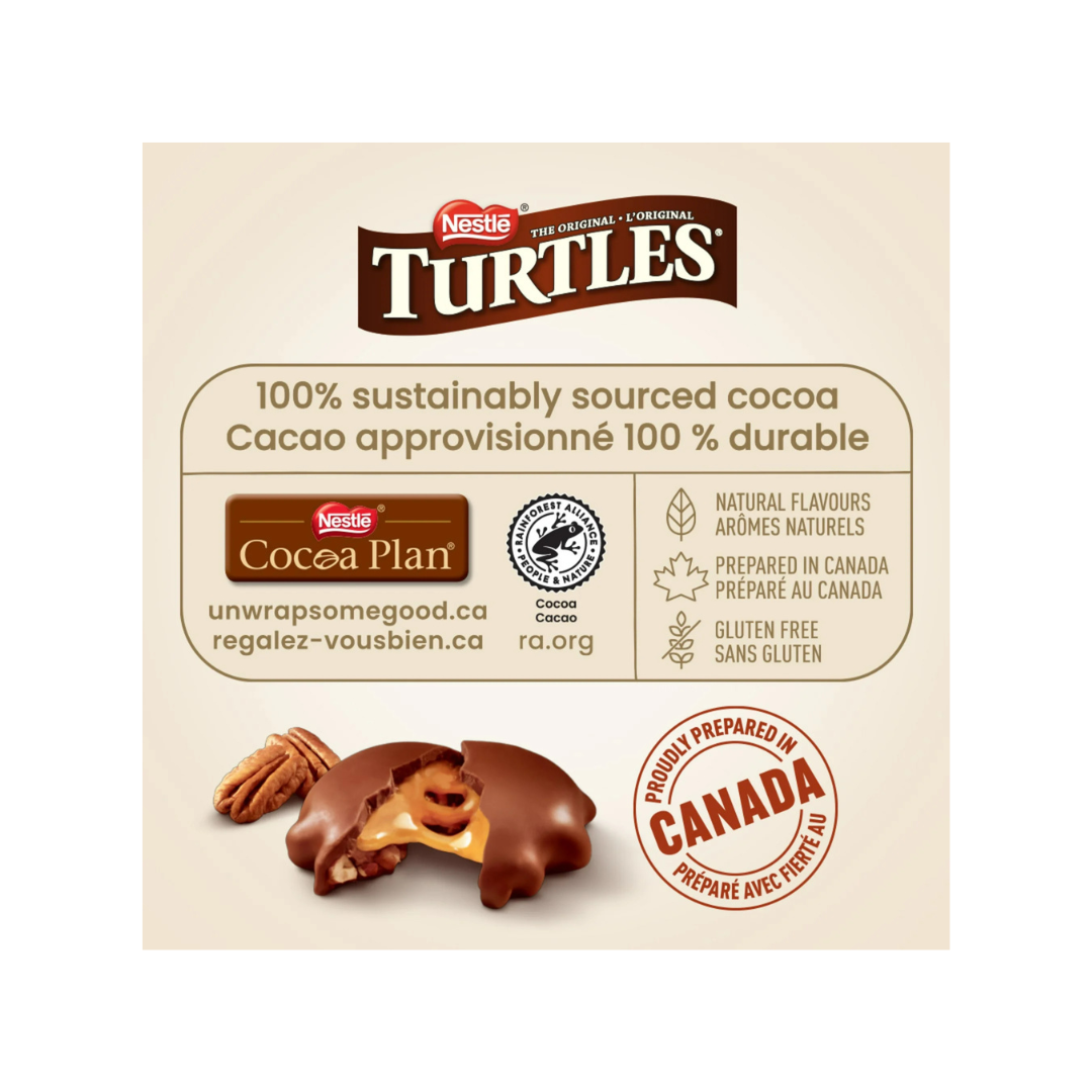 Turtles TURTLES Gift Box, Smooth Caramel, Crunchy Pecans, Rich Milk Chocolate, Great for Year Round Gift Giving, Gluten-Free, Made With Natural Flavours, Prepared in Canada, 150 g