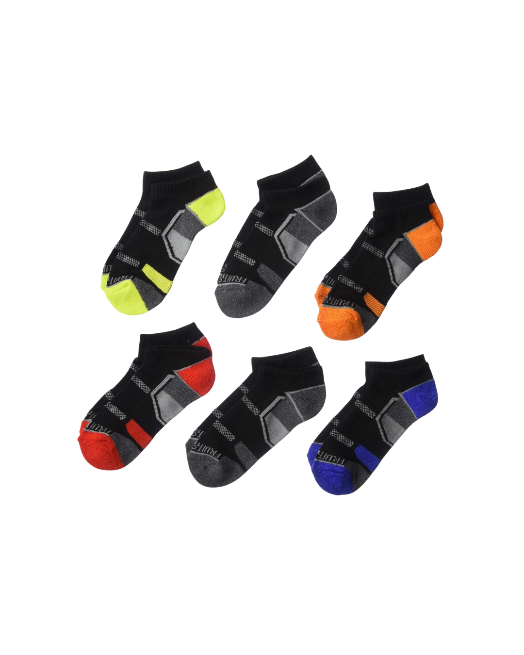 Fruit of the Loom Boys' Active Low Cut Socks, 6-Pack, Medium