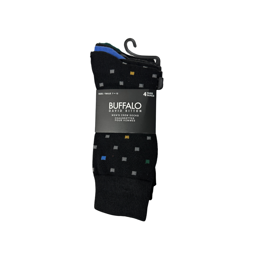 BUFFALO MEN'S CREW DRESS SOCKS 4 PAIRS