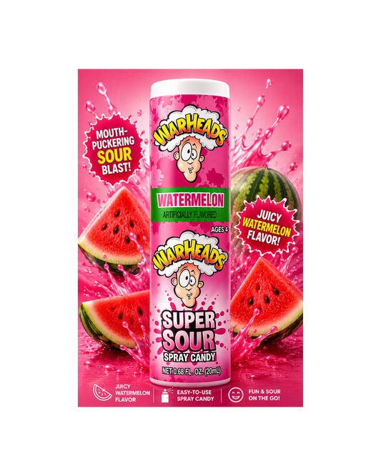 WarHeads Super Sour Spray Candy Blue Raspberry or Watermelon (1pc)