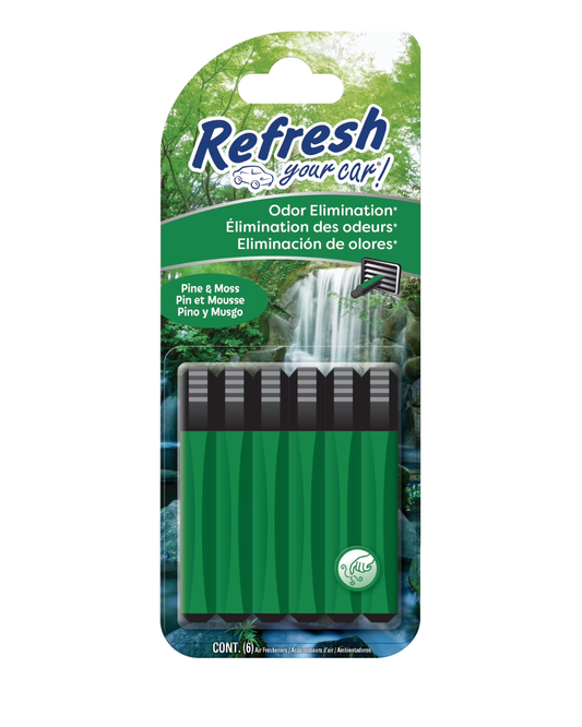 Refresh Your Car® Odor Eliminator – Pine & Moss Scent Vent Clip (6 Sticks)
