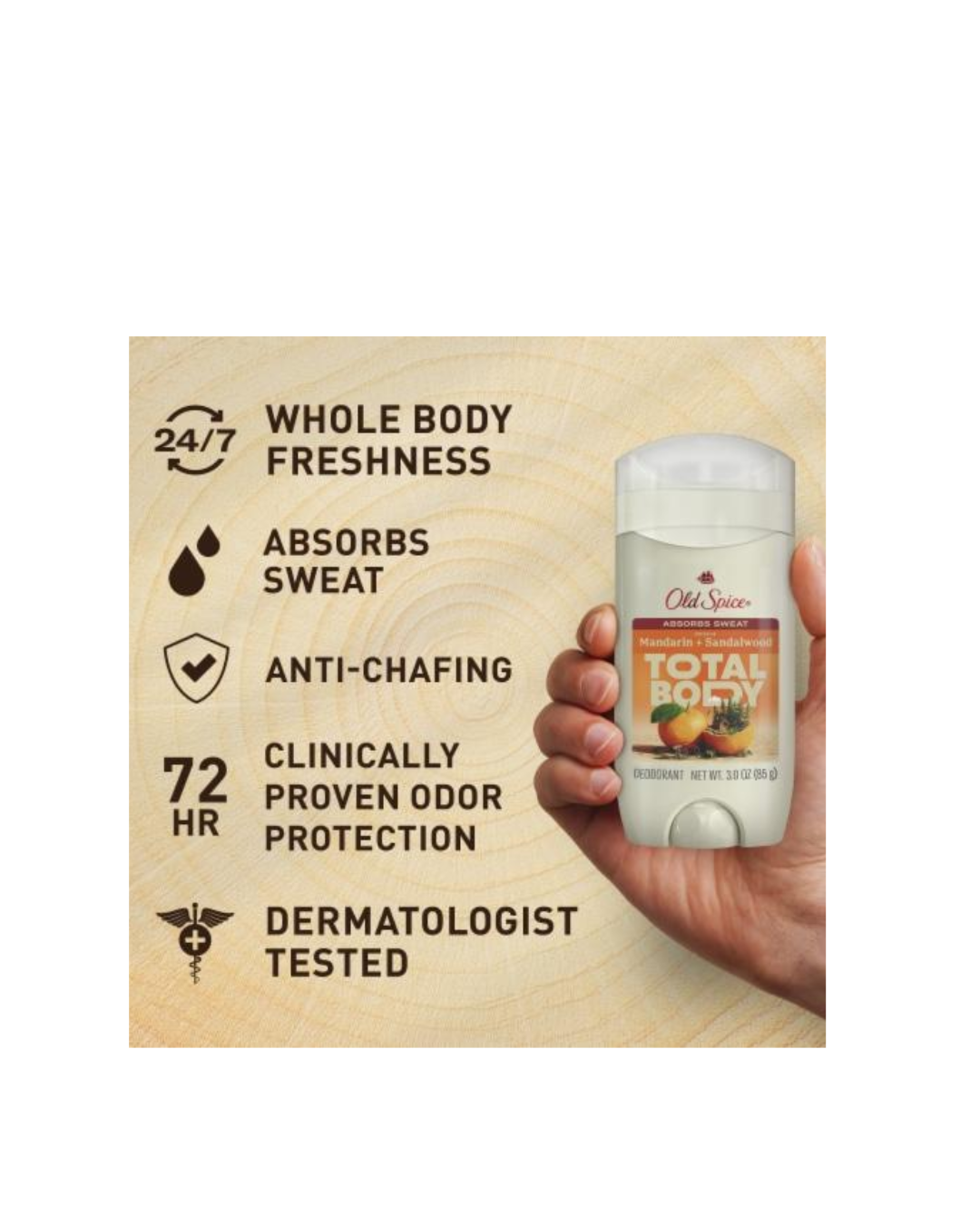 Old Spice Total Body Deodorant – Mandarin + Sandalwood 85G