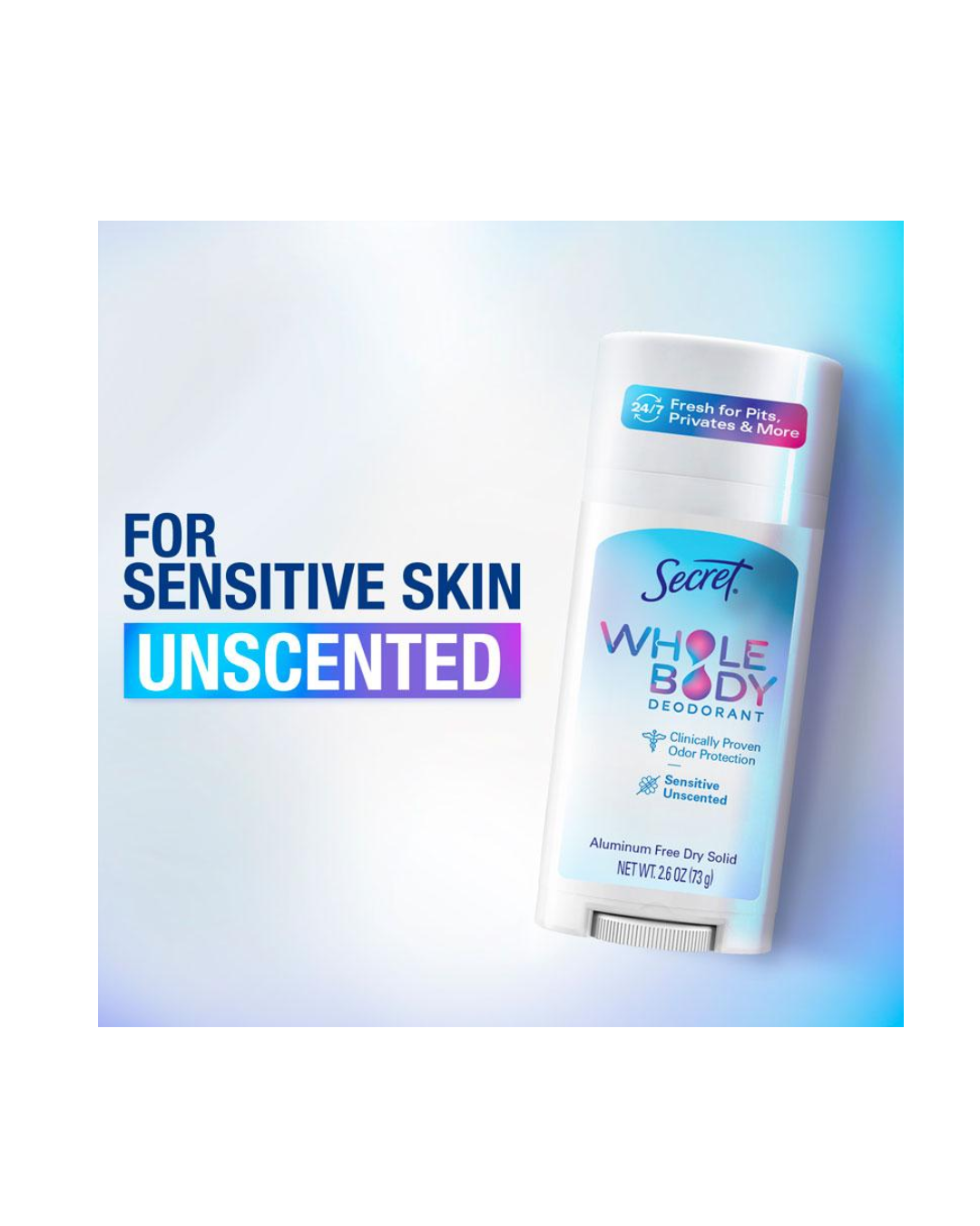 Secret Whole Body Aluminum Free Deodorant Stick for Women 68G
