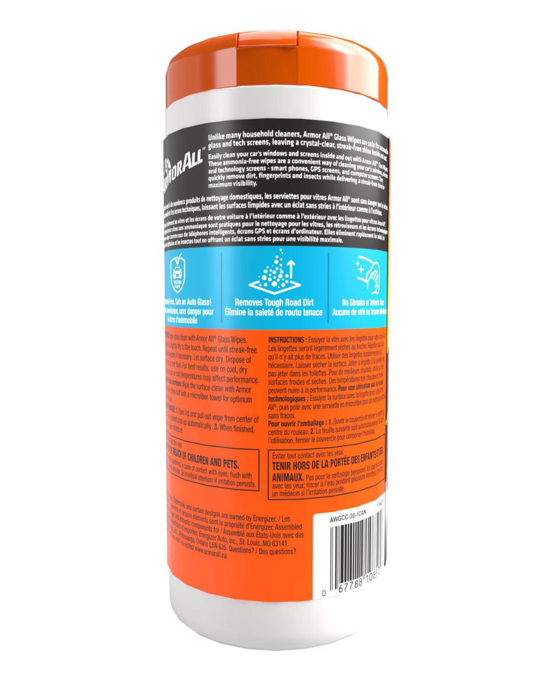 ARMOR ALL GLASS CLEANER WIPES 30 SHEETS