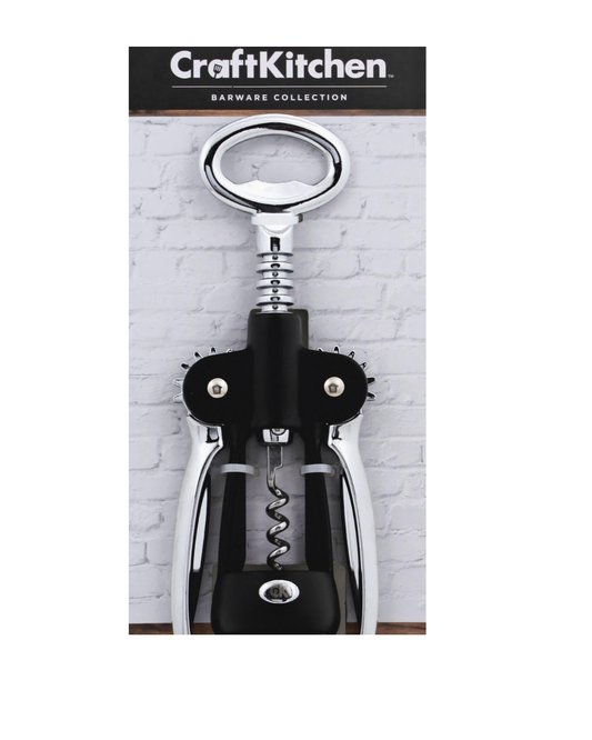 Craft Kitchen Heavy Duty Wing Corkscrew – Black &amp; Stainless Steel Satin Finish