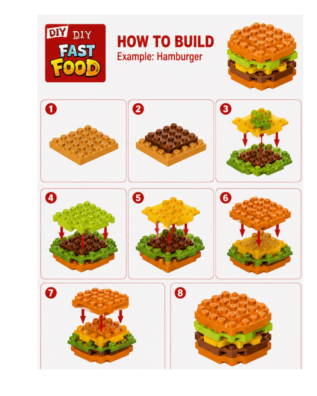DIY LEGO-Style Building Blocks – Fast Food Series (1pc)