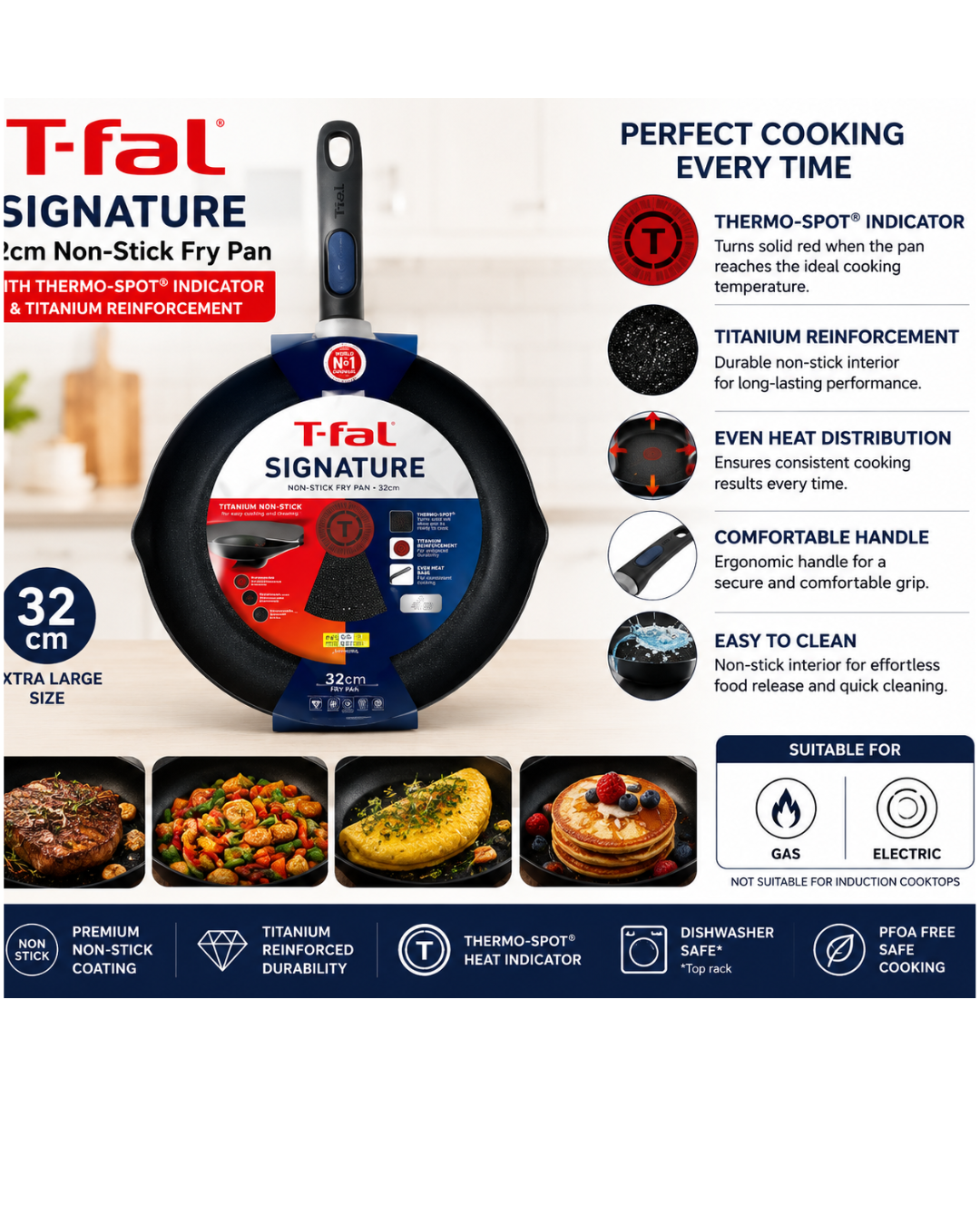 T-Fal Signature 32cm Non-Stick Fry Pan