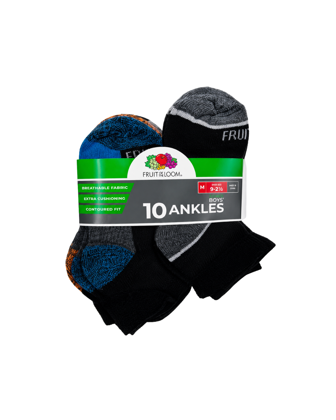 The Fruit of the Loom Boys Ankle Socks  Shoe Sizes 9–2½(M)